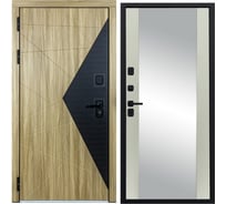 Дверь DIVA 77 Зеркало 2050x960 Левая Черный-Дуб янтарный - Д15 Софт шампань УТ-00083484