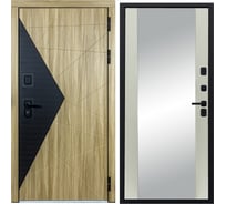 Дверь DIVA 77 Зеркало 2050x960 Правая Черный-Дуб янтарный - Д15 Софт шампань УТ-00083480