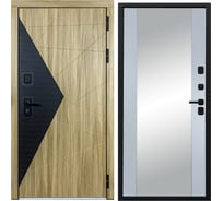 Дверь DIVA 77 Зеркало 2050x960 Правая Черный-Дуб янтарный - Д15 Силк маус УТ-00083478
