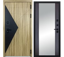 Дверь DIVA 77 Зеркало 2050x860 Правая Черный-Дуб янтарный - Д15 Венге УТ-00083550