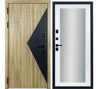 Дверь DIVA 77 Зеркало 2050x960 Левая Черный-Дуб янтарный - Д20 Белый софт УТ-00083561