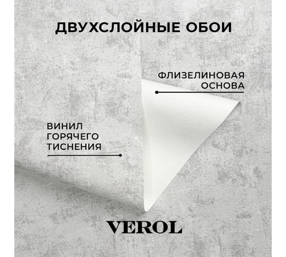 Обои флизелиновые Verol Бетон 1.06x10м, моющиеся виниловые на флизелине 29-ФОК-001-10