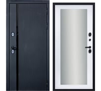 Дверь DIVA ДХ-46 Дверь зеркало 2050x860 Правая Черный кварц - Д20 Белый софт УТ-00082131