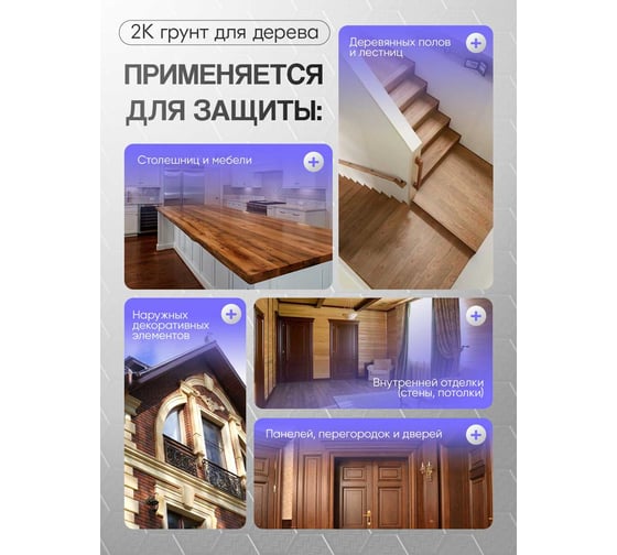 Полиуретановый грунт MALARE 2К CARBON по дереву, двухкомпонентный, выравнивающий, износостойкий, укрепляющий, УФ-стойкий (1.8 кг + 70 гр отвердитель) 4660504744167