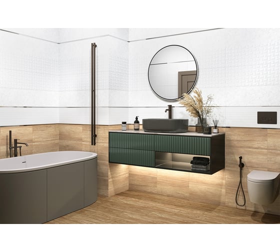 Плитка облицовочная рельефная AlmaCeramica Miloni 249x500x8, 1,1205м2 белый TWU2550MLN30