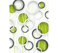 Обои Природа 3D белые и черные круги на бело-зеленом фоне деревьев Топ Фотообои флизелин, 200х270 см 02-5047-F-2