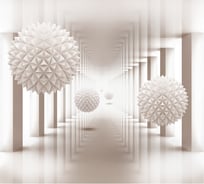 Обои Белые 3D шары с колоннами Топ Фотообои флизелин, 300х270 см 02-1014-F-3