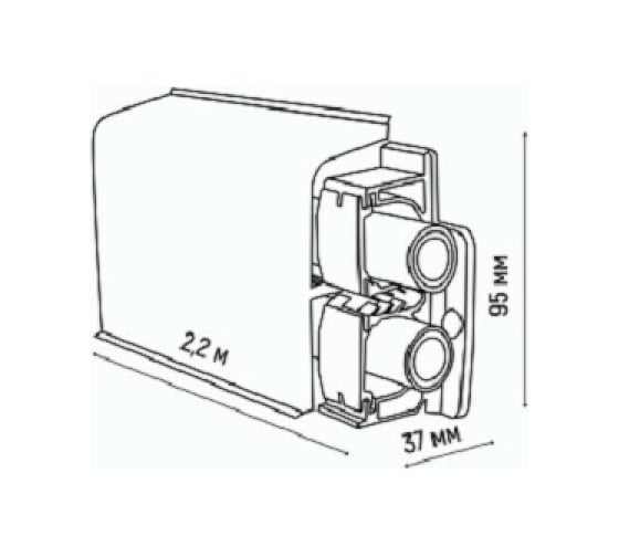 Плинтус ПВХ GRACE Smartprofile АКВА 37 95х37мм 2,2м для труб отопления до 25 мм УТ000072298