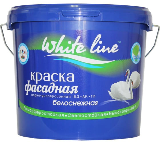 Фасадная краска White Line ВД, супербелая, ведро 3 кг 4660000616937