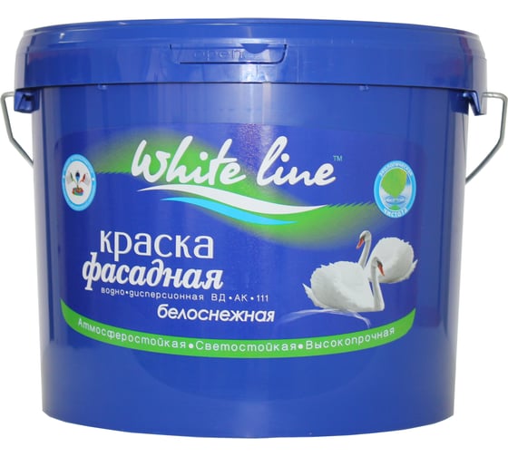 Фасадная краска White Line ВД, супербелая, ведро 14 кг 4660000616951