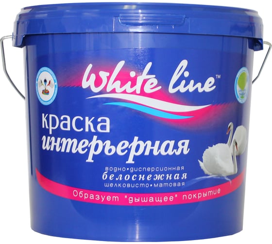 Интерьерная краска White Line ВД, белоснежная, Base A, ведро 2,7 л/4,3 кг 4690417020072