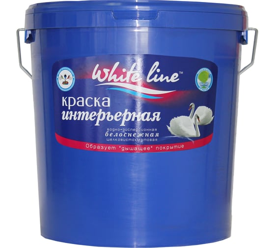 Интерьерная краска White Line ВД, белоснежная, Base A, ведро 16 л/25,8  кг 4690417021284