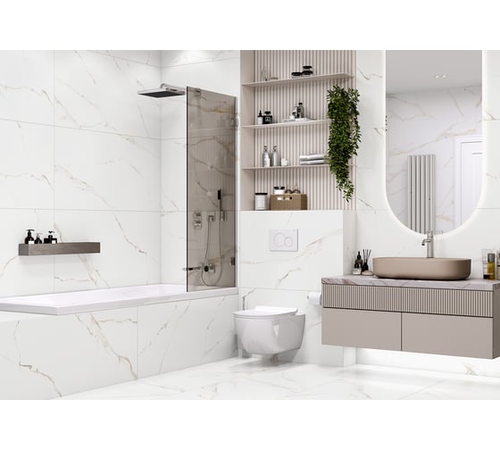 Керамогранит Delacora Calacatta Milazzo Gold sugar-эффект 600x1200x9,5 1,44 м2 белый 60120CMI01