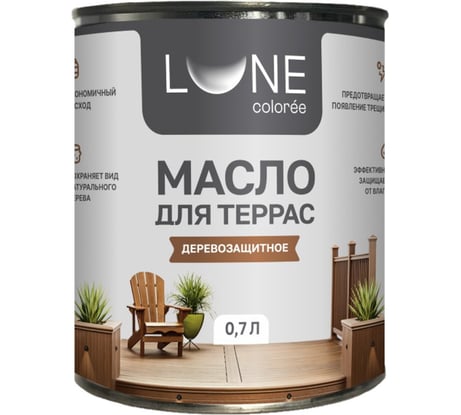 Масло для дерева, террас и мебели Lune Coloree с воском, бесцветный, 0,7 л 38928