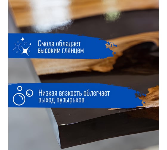 Эпоксидная смола РУ-СМОЛА MONOLIT 9 кг, для заливки столешниц (стол-река, для дерева, до 5 см) MN9000