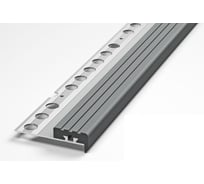 Угловой профиль ЛУКА алюминиевый закладной под 25х9 мм, 2500 мм, серая резинка 00000002113