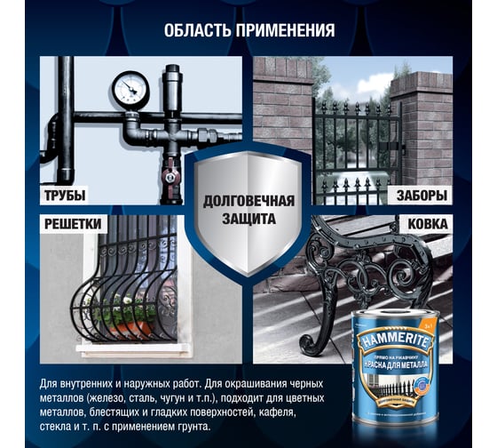 Грунт-эмаль 3 в 1 Hammerite гладкая цвет графит RAL 7024 5л 50033671