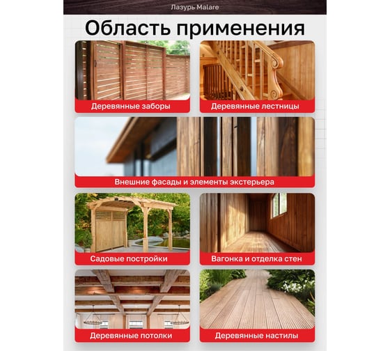Лазурь-антисептик MALARE Professional для дерева, для любых деревянных поверхностей, акриловая, с антисептическим эффектом, быстроcохнущая без запаха, Дуб, 1,8 кг 4660504765933