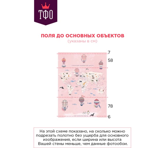 Обои Карта путешественника для детей с животными, самолетами и воздушными шарами на розовом фоне Топ Фотообои флизелин, 200х270 см 09-1091-МF-2