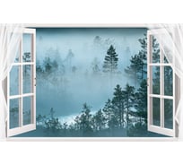 Обои Открытое окно с видом на лес в тумане Топ Фотообои флизелин, 200х129 см 03-1247-MV-4