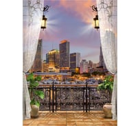 Обои Вид из окна на вечерний город Майами Топ Фотообои флизелин, 200х270 см 03-1010-F-2