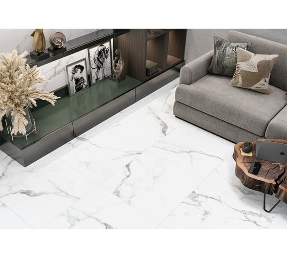 Керамогранит Delacora Calacatta Lincoln sugar-эффект 600x600x9,5 1,44м2 белый 6060CLL15