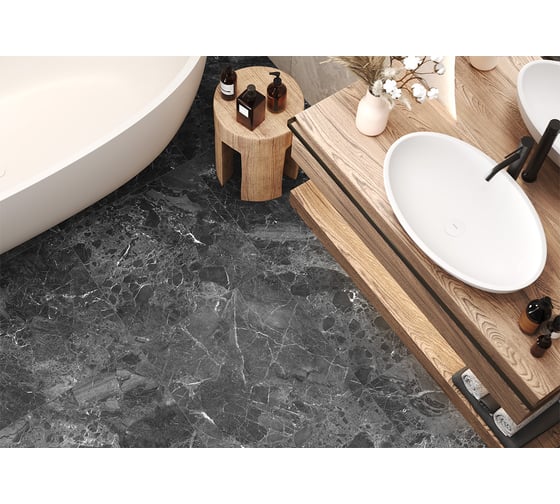 Керамогранит Delacora Greiny Dark sugar-эффект 600x600x9,5 1,44м2 черный 6060GRY99