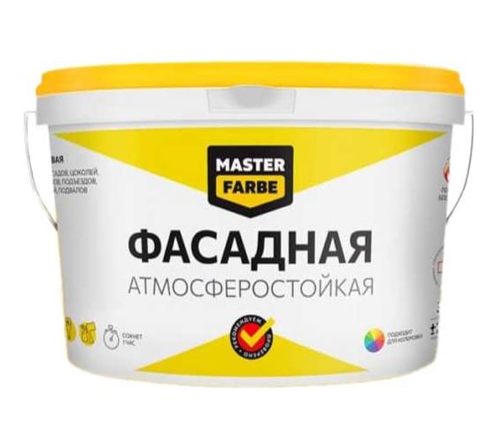 ВД краска MASTERFARBE ФАСАДНАЯ атмосферостойкая супербелая 6кг 4610091274455