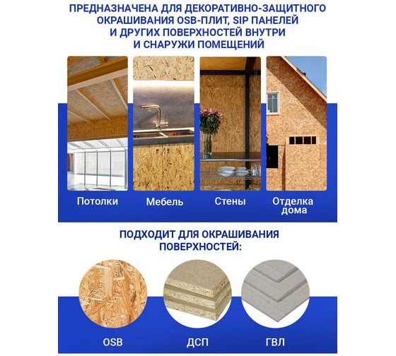 Супербелая акриловая грунт-краска MASTERFARBE для OSB плит для наружных и внутренних работ 6 кг 4610091274462
