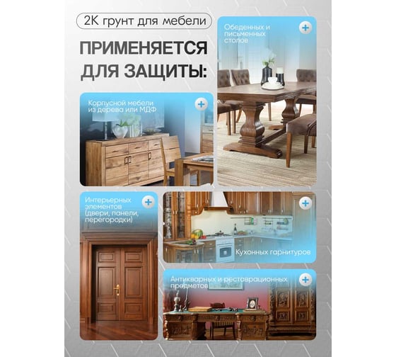 Полиуретановый грунт MALARE 2К CARBON для мебели, двухкомпонентный, высокопрочный, износостойкий укрепляющий, УФ-стойкий эластичный (1.8 кг + 70 гр отвердитель) 4660504765407