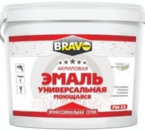 Эмаль универсальная BRAVO DECOR FW-55 полуглянцевая, супербелая, для наружных и внутренних работ, моющаяся с применением моющих средств, 1 кг 12611
