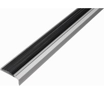 Угол РУССКИЙ ПРОФИЛЬ 40_20 0,9 анодированный серебро матовый с резиновой вставкой, черная, 10 штук 4680427006524