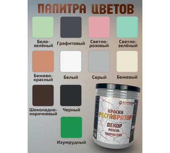 Износостойкая краска реставратор для мебели Доминар цвет серый, 0.3 кг N49725