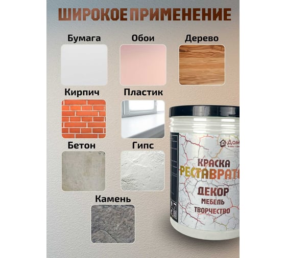 Износостойкая краска реставратор для мебели Доминар цвет белый, 0.3 кг U96557
