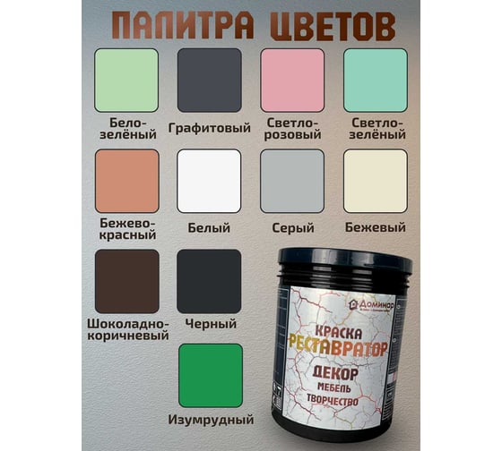 Износостойкая краска реставратор для мебели Доминар цвет черный, 0.3 кг P32921