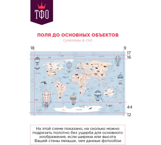 Обои Карта путешественника для детей с животными, самолетами на голубом фоне Топ Фотообои флизелин, 400х270 см 09-1101-F-4