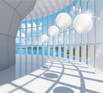 Обои 3D Тоннель с белыми шарами Топ Фотообои флизелин, 300х270 см 02-9043-F-3