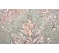 Обои Листья и птицы на сером фоне Топ Фотообои флизелин, 300х180 см 26-1032-МF-32