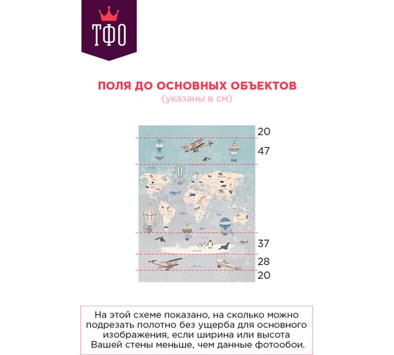 Обои Карта путешественника для детей с животными, самолетами и воздушными шарами Топ Фотообои флизелин, 200х270 см 09-1078-МF-2