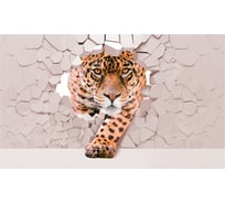 Обои Тигр на 3D фоне бетонной стены Топ Фотообои флизелин, 300х180 см 07-7012-МF-32