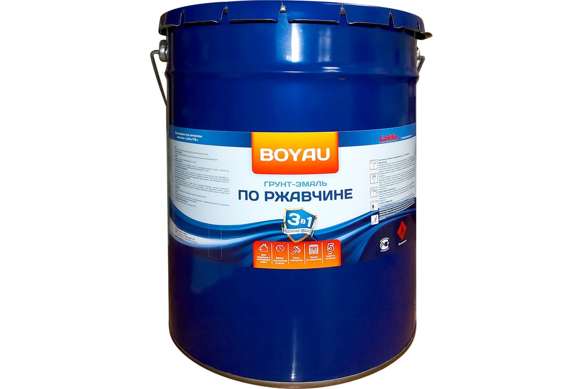 Антикоррозионная эмаль-грунт по ржавчине 3в1 Lakko серая, 20 л EG20LSE ...