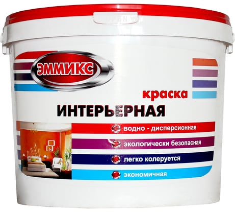 Интерьерная краска для мебели Эммикс моющаяся, без запаха, по дереву, белый, 7 кг 4690417047307