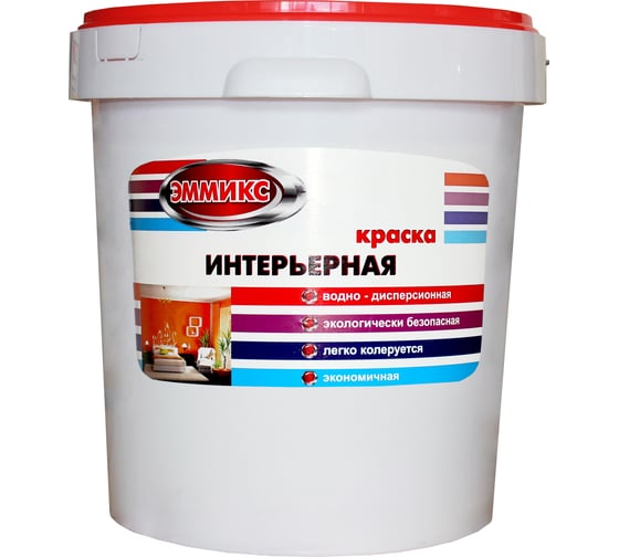 Интерьерная краска для мебели Эммикс моющаяся, без запаха, по дереву, белый, 25 кг 4690417047321 1
