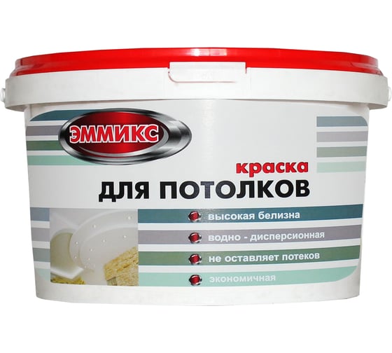 Краска для потолка Эммикс акриловая, белая, 3 кг 4690417045976