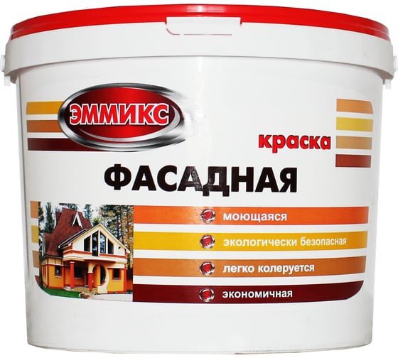Фасадная краска для наружных работ по дереву Эммикс матовая, белая, 7 кг 4690417047253 1