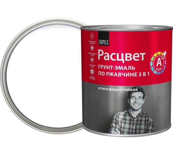 Грунт-эмаль 3 в 1 РАСЦВЕТ База А белая 2.7 кг 87398