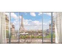 Обои Открытые двери на балкон с видом на Париж Топ Фотообои флизелин, 250х129 см 05-3022-MV-5