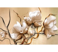 Обои Крупные дизайнерские 3D цветы на бежевом фоне Топ Фотообои флизелин, 129х200 см 02-6021-MV-4