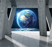 Обои Вид на планету Земля 3D через перспективу Топ Фотообои флизелин, 300х270 см 02-3065-F-3