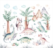 Обои Рисунок с веселыми динозаврами на белом фоне Топ Фотообои флизелин, 300х270 см 07-14046-F-3